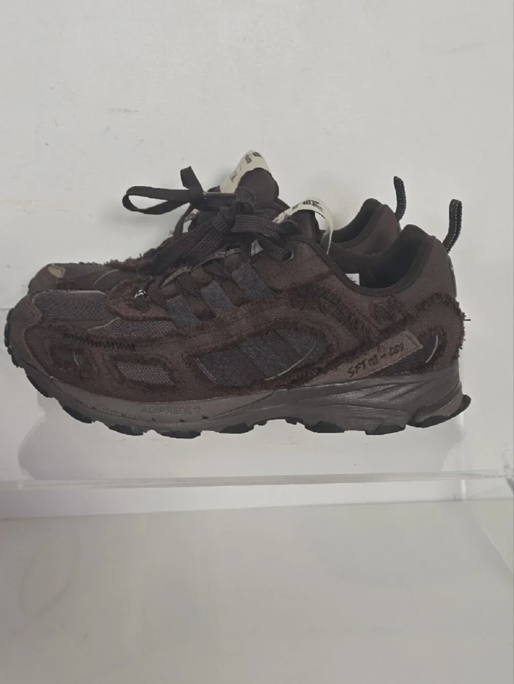 adidas Shadowturf X Song for the Deaf Men's Dark Brown Frayed-Edge Sneakers